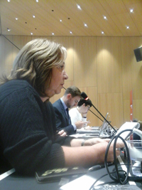 Alicia Ocaso, IFLA and Uruguayan Library Associations, speaking on copyright in the digital environment