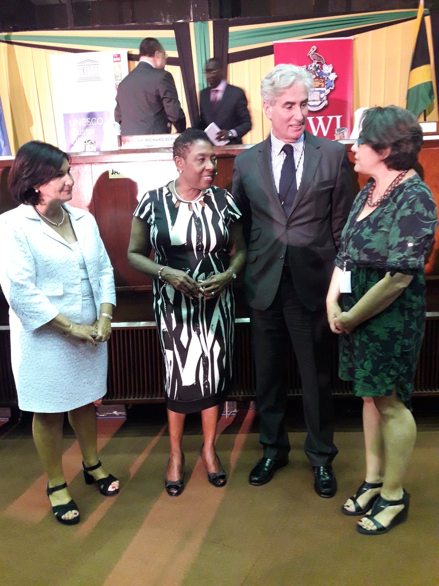 (l-r) IFLA President, Glòria Pérez-Salmeròn, Jamaican Minister of Culture, Olivia Grange, and IFLA Secretary-General, Gerald Leitner