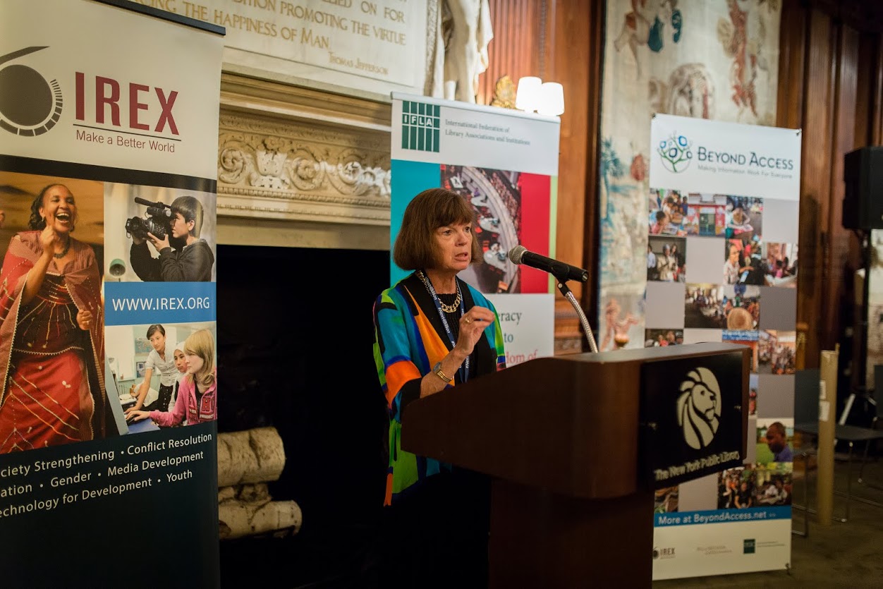 IFLA President Donna Scheeder speaking at #next4billion event