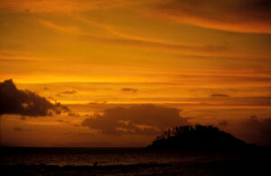 Irradiating sunlight at sunset over Hayman Island